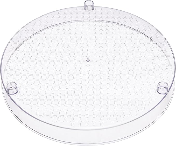 Amazon Basics 2 Tier Lazy Susan Turntable Organizer for Condiments, 12" Diameter, Clear