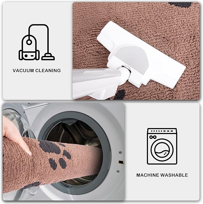 PURRUGS Dirt Trapping Door Mat 32" x 70", Non-Skid/Slip Machine Washable Microfiber Entrance Rug, Shoes Scraper, Dog Doormat, Super Absorbent Floor Mat for Muddy Wet Shoes and Paws, Light Brown