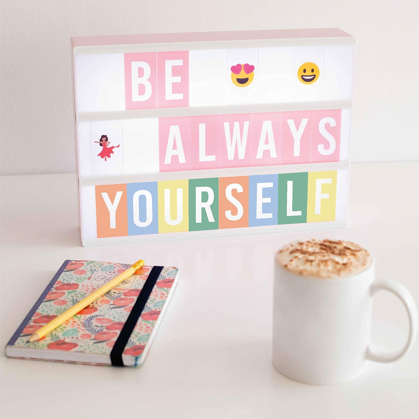 Pink Cinema Light Box with 400 Letters, Emojis, 2 Markers - BONNYCO | Led Light Box Home Office & Room Decor | Cinema Led Sign Letters Board Gifts for Women and Girls Christmas Birthdays | Pink Decor