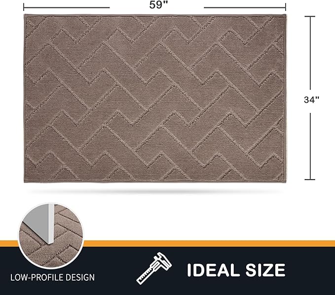 PURRUGS Dirt Trapping Door Mat 34" x 59", Non-Slip Machine Washable Entry Rug, Dog Doormat, Indoor Front Door Mat, Super Absorbent Entryway Rug for Muddy Shoes & Paws, Grayish Brown