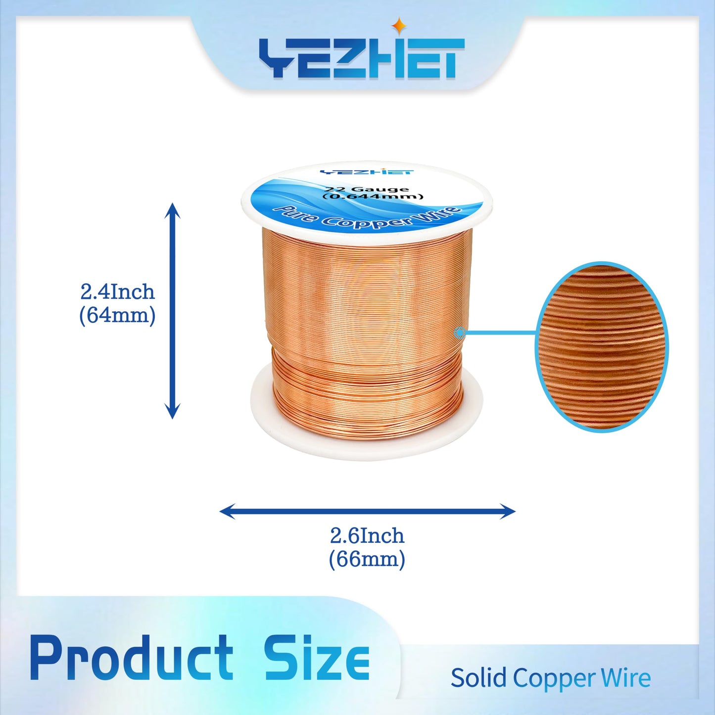 Solid Soil Copper Wire(22 Gauge, 16OZ, 500Ft) for Jewelry Making, Bare Pure Copper Wire for Crafts