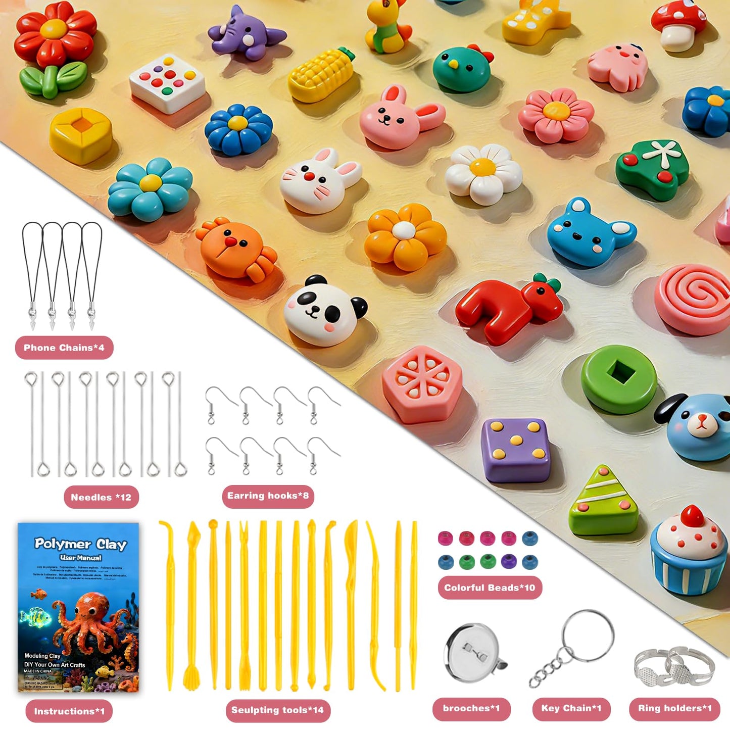 Ixiaoyoo 70 Colors Polymer Clay, DIY Modeling Clay Starter kit for Kids, Oven Baked Model Clay Art & Crafts Toys with Sculpting Tools, Non-Sticky, Birthday & Christmas Gift for Kids & Adults Artists