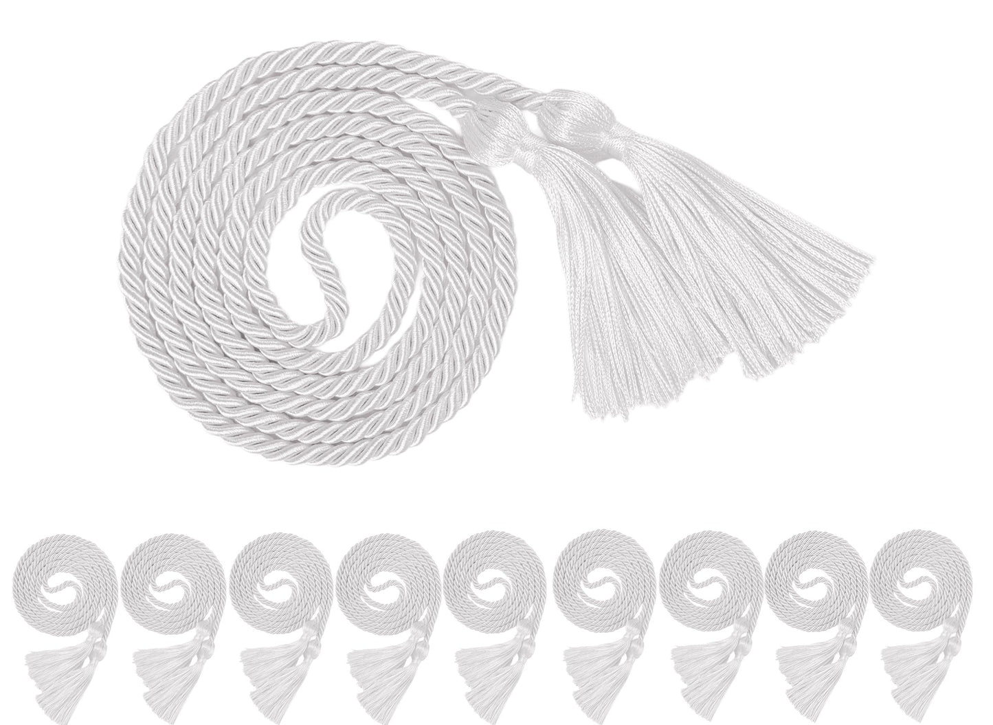 10 Pieces White Graduation Honor Cords for Graduation 2025,National Honors Society White Cords Bulk