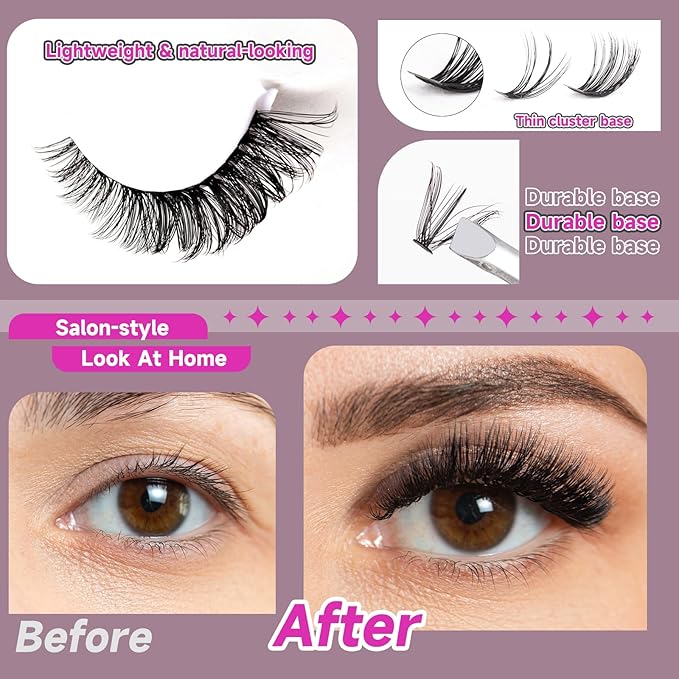 Lash Extension 320 Pcs Individual Lashes Cluster Natural DIY Eyelash Extension Lash Clusters 10-16mm Length Mix 30D+40D Soft Eyelash Extensions for Makeup at Home (30+40D-0.07-10-16MIX)