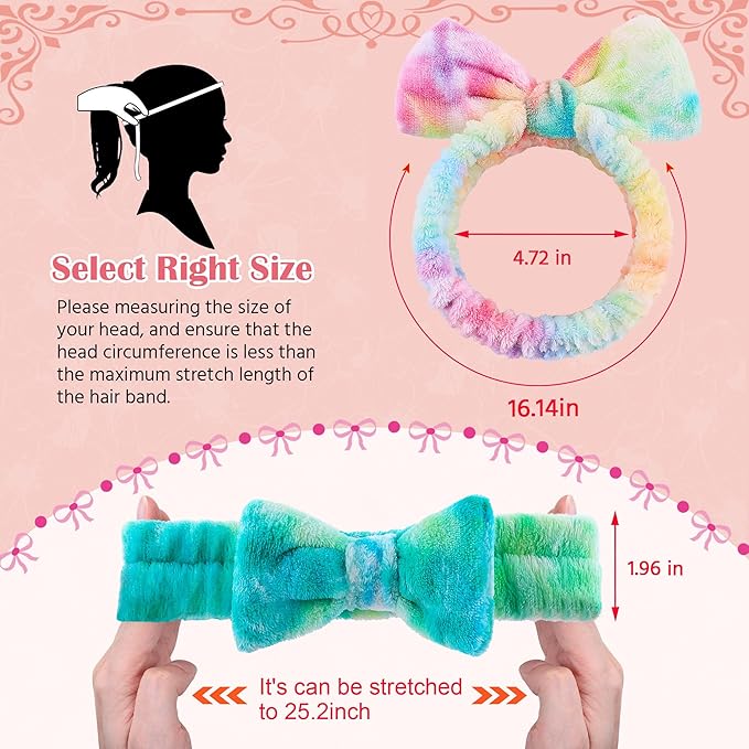 WSYUB Skincare Headband, 6pcs, Tie Dye Color, Soft Coral Fleece, Elastic, Washable, Reusable, For Women, Girls, Facial Makeup, Shower, Exercise, Party Gift