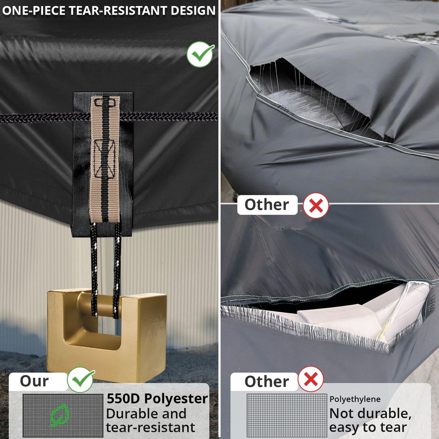 QH.HOME 550D 22ft Pool Cover Round[Upgraded Tear Resistant & Quadruple Windproof] wth Pre-Installed Patented Winch and Rope, Pool Covers for Above Ground Pools-Snug Fit & Waterproof Protection
