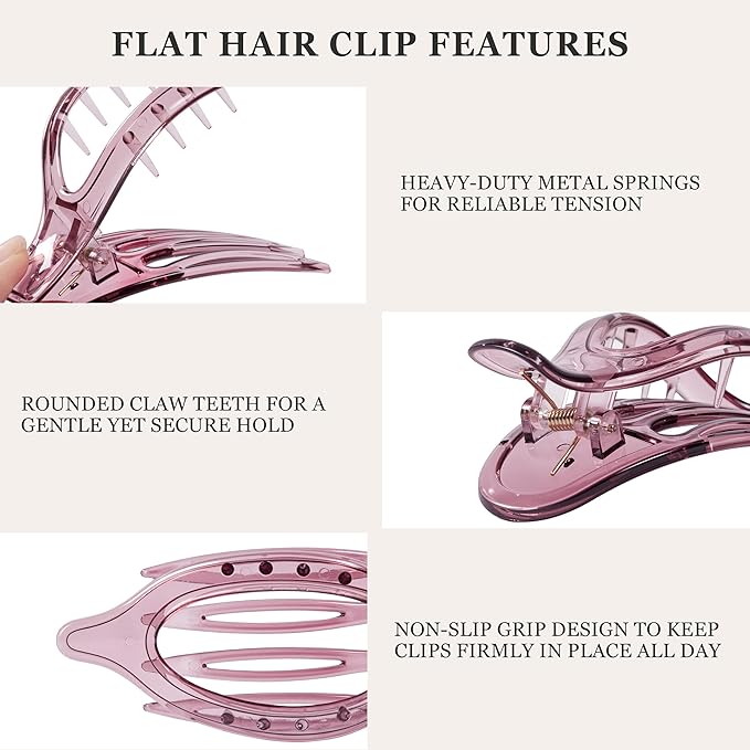 8 Pcs French Flat Hair Clips for Women Jelly Claw Clips for Thick & Thin Hair No-Slip Hair Claw Strong Hold Styling Barrettes Accessories