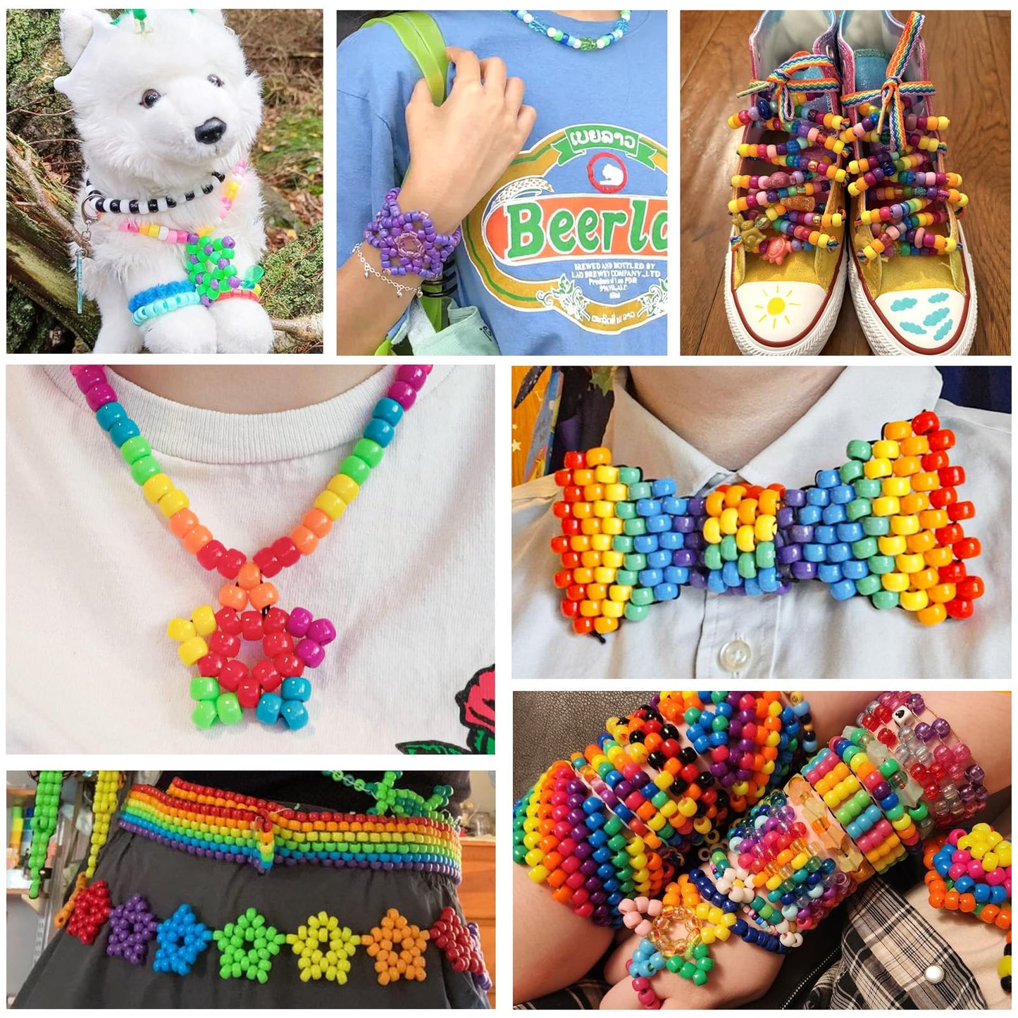 4800PCS Pony Beads Bulk, 24 Colors Kandi Beads 6x9mm Large Hole for Friendship Bracelets, Jewelry Making, Hair Braiding, DIY Art Craft Mothers Day Gifts - Shockproof Protective Gift Packaging