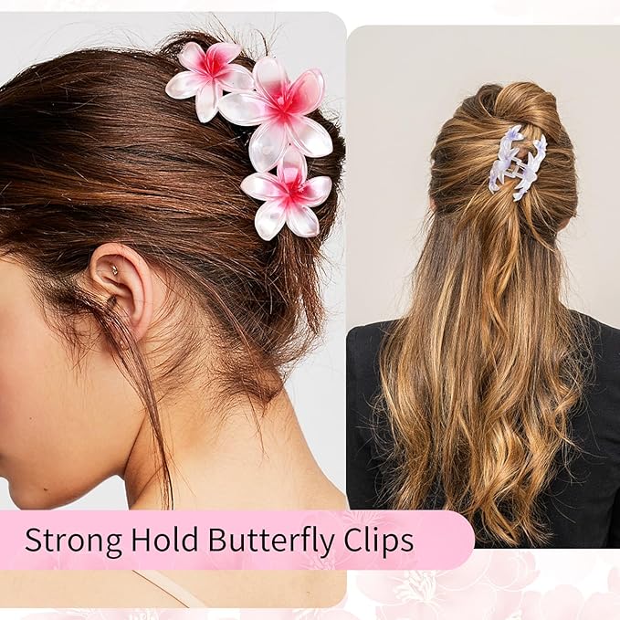 Ondder 4 Pcs Flower Hair Clips for Women 4.5 Inch Claw Clips Large Matte Hair Clips for Thick Hair Non Slip Strong Hold Big Hair Clips for Girls Jaw Hair Clips Hair Accessories for Women Girls