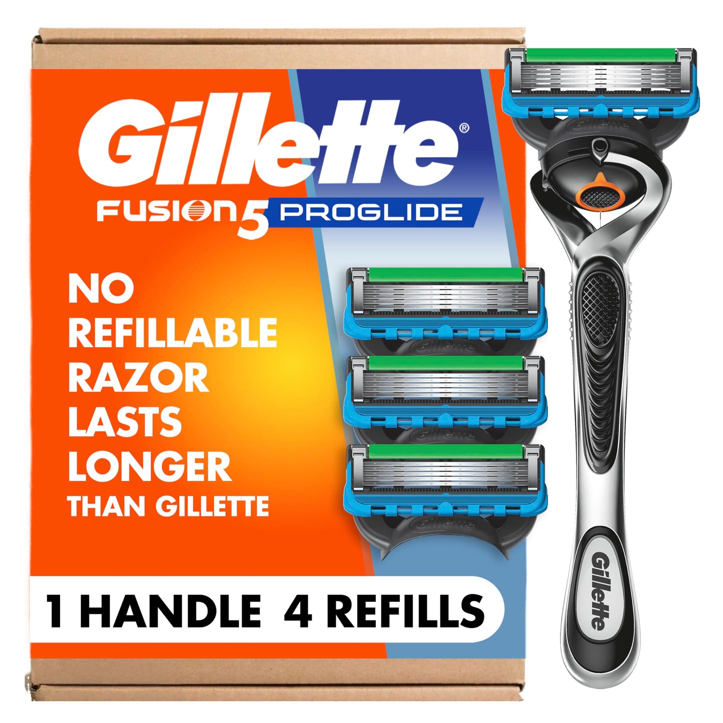 Gillette Fusion ProGlide Shaving Razor for Men, 1 Handle + 4 Blade Refills