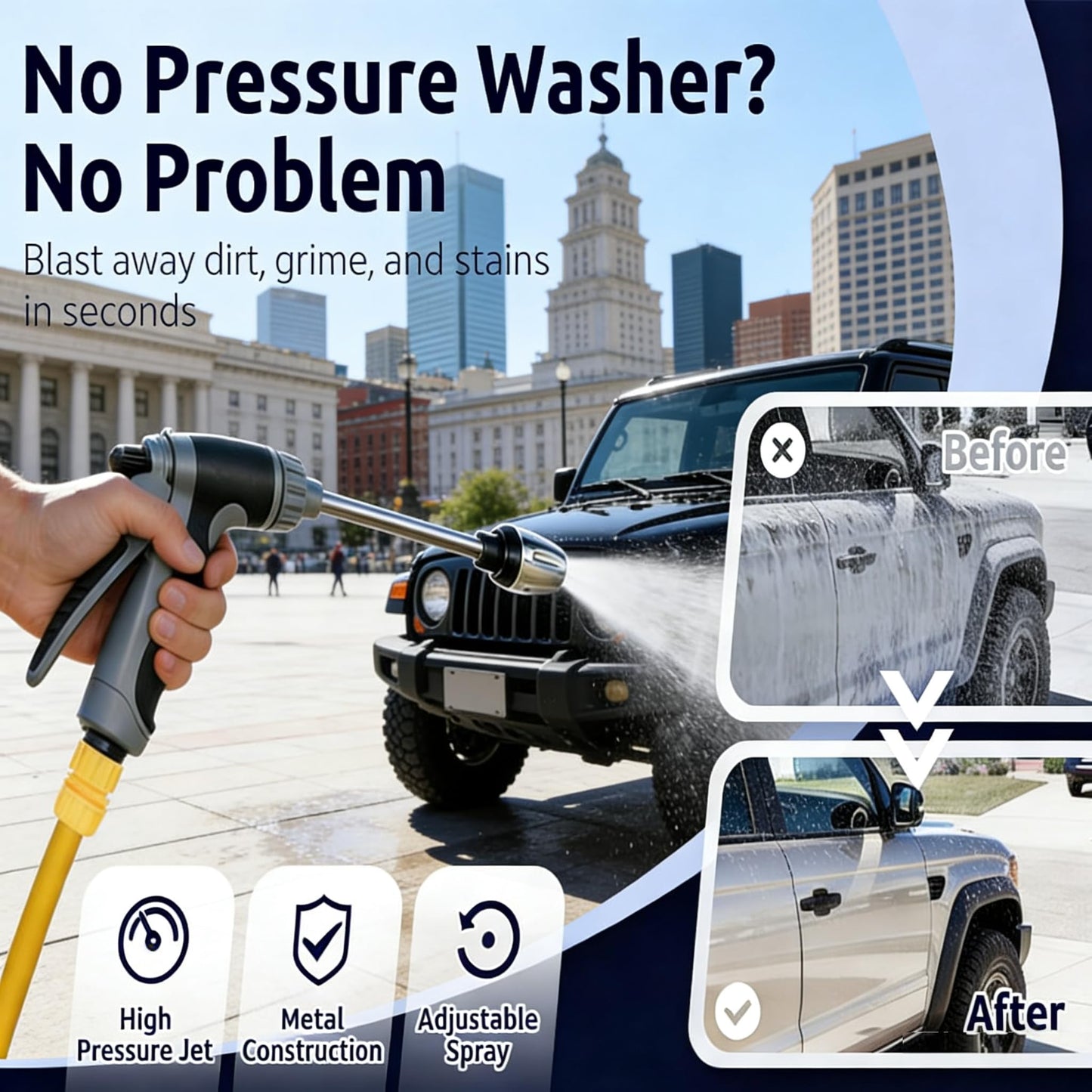 Aquoxis Pressure Washer - 15x More Powerful Than Hoses, Handheld Power Washer, with 360° Rotating for Three Spray Modes, Effortless Dirt & Stain Removal.