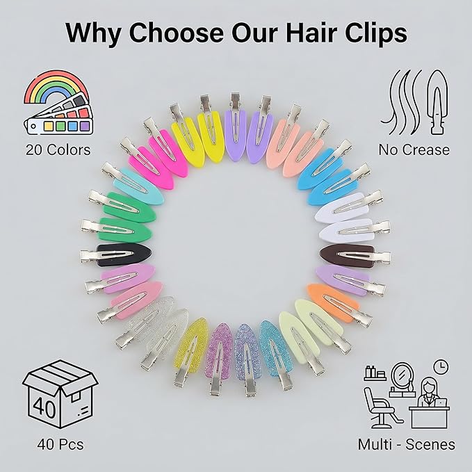 Creaseless Hair Clips for Women Styling 40Pcs Getting Ready No Crease Hair Clips for Bangs Setting No Bend Dent Makeup Clip Application Skincare Clip (medium pink)
