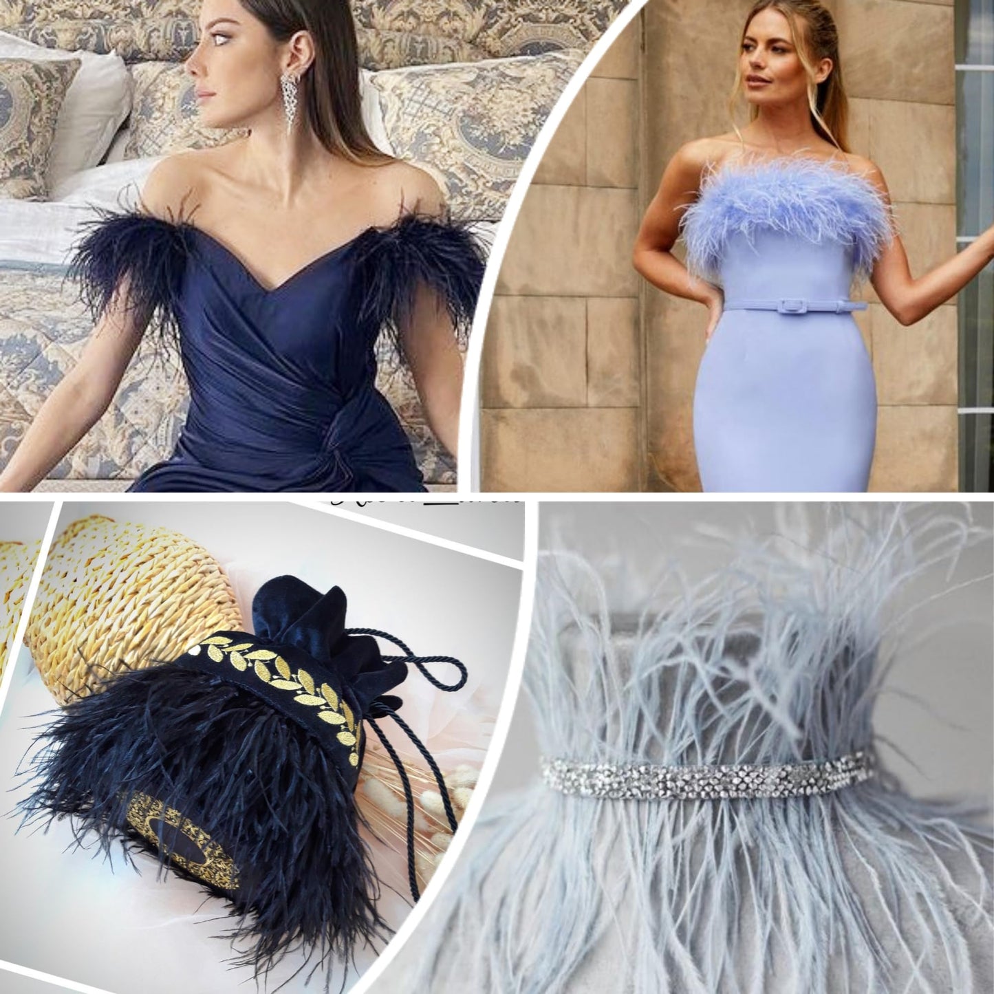Soarer Light Blue Ostrich Feather Trim - 1.5Ply 4-5Inch 2Yards Feathers Fringe Trim for DIY Sewing Clothing,Halloween Home Party(1.5ply-Light Blue)
