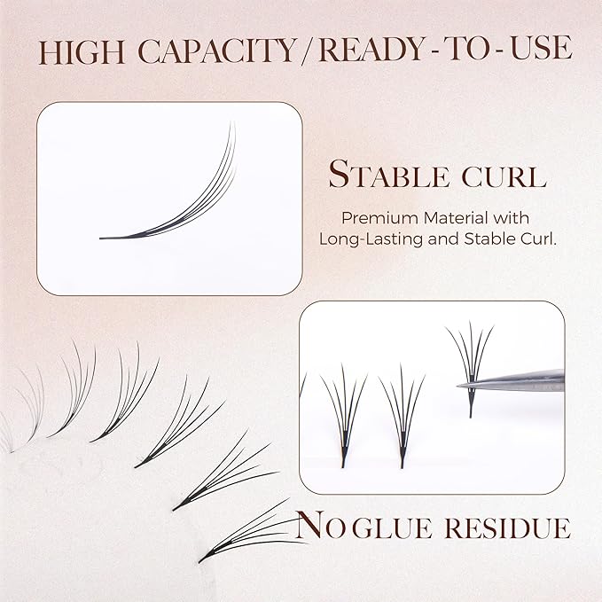 LASHVIEW Premade Volume Eyelash Extensions Mixed Tray Premade Lash Fans Pointed Handmade Thin Base (PFE02)