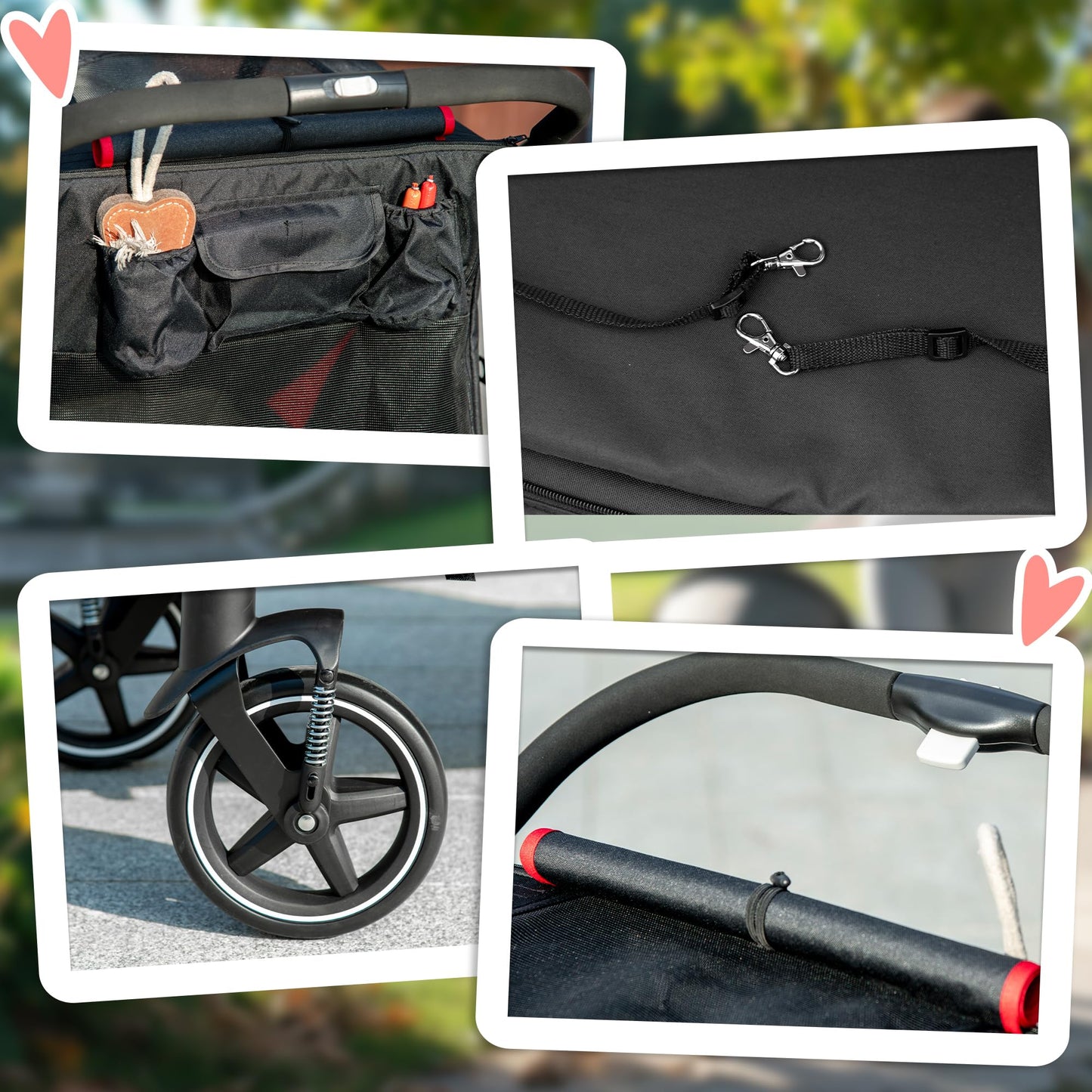 PawHut Dog Stroller for Large Medium Small Dogs up to 66 Lbs. 23.5" in Body Length, One-Click Foldable Pet Cat Stroller with Storage, Shock Absorption Wheels, Mesh Window, Safety Leash, Black