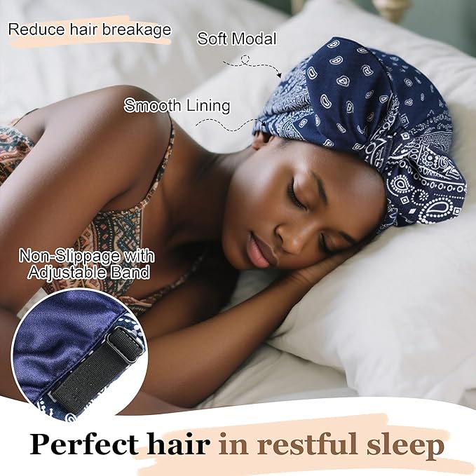 Ababalaya Satin Lined Beanies for Women Chemo Headwear Silky Lined Cotton Sleeping Cap