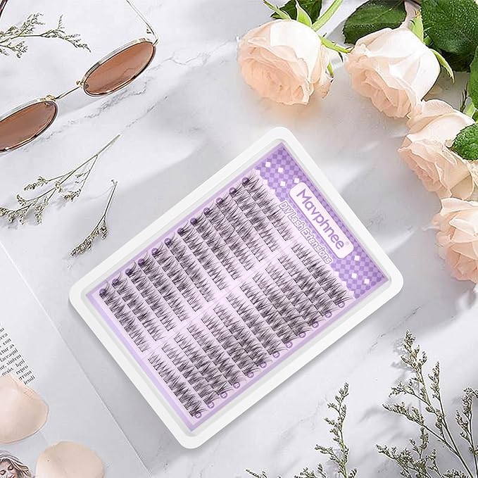 Lash Clusters Natural DIY Lash Extensions C-Curly Cluster Eyelash Extensions Cat Eye Left+Right Cluster Lashes 216 Pcs Wispy Eyelash Clusters for Beginners