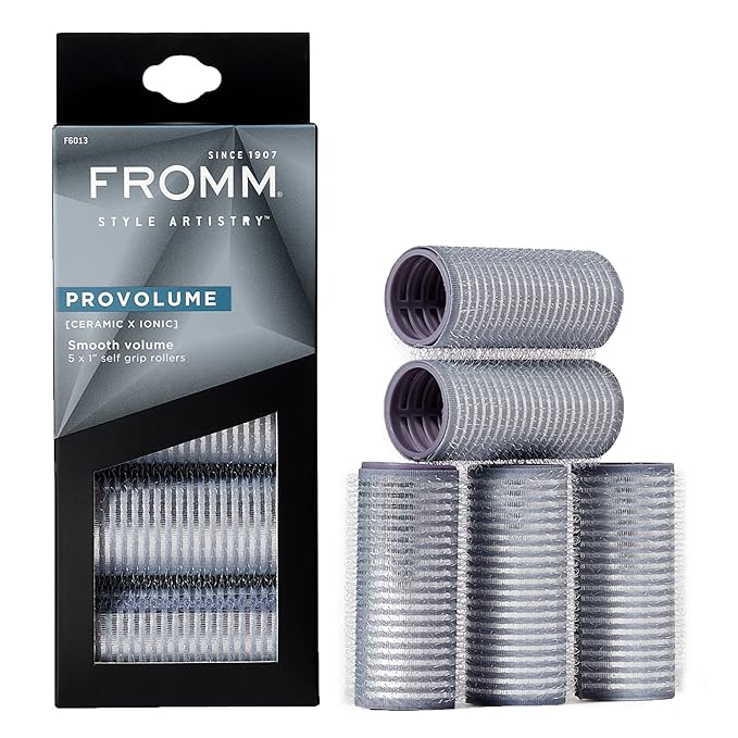 Fromm ProVolume 1" Self-Grip Ceramic Ionic Thermal Hair Rollers, 5 Count, Small Salon Quality Hair Curlers for Shorter Hair, Bangs and Tighter Curls