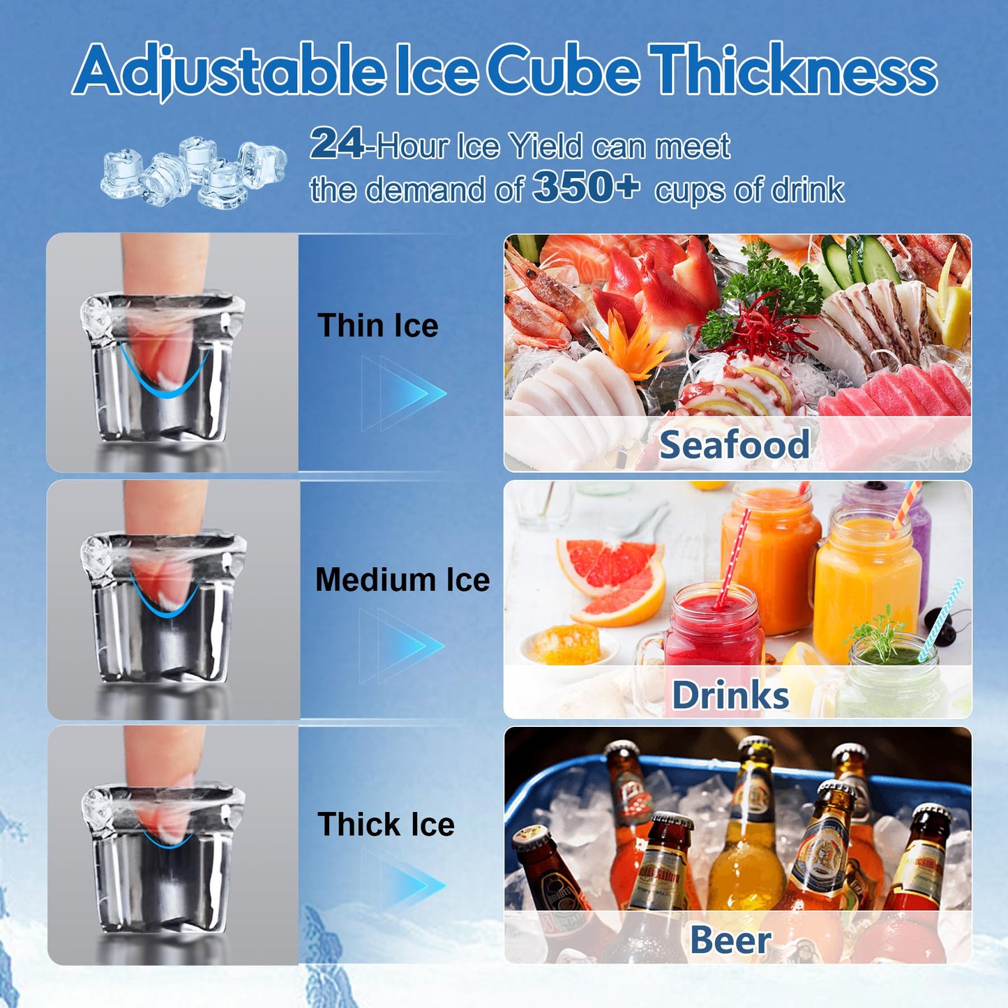 Commercial Gourmet Ice Maker Machine, 115 Lbs/24H, 55 Lbs Storage, Stainless Steel Freestanding/Under Counter Ice Machine with Water Filter & Scoop for Office, Bar, and Restaurant