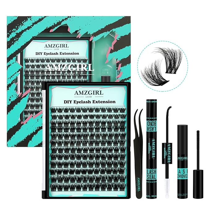 Lash Extension Kit 3D Effect Lash Clusters Kit 144pcs D Curl Eyelash Extension Kit with Lash Bond and Seal Lash Remover Lash Tweezers for Lash Clusters Eyelash Clusters Kit (Shadows, D-10-18mm Kit)