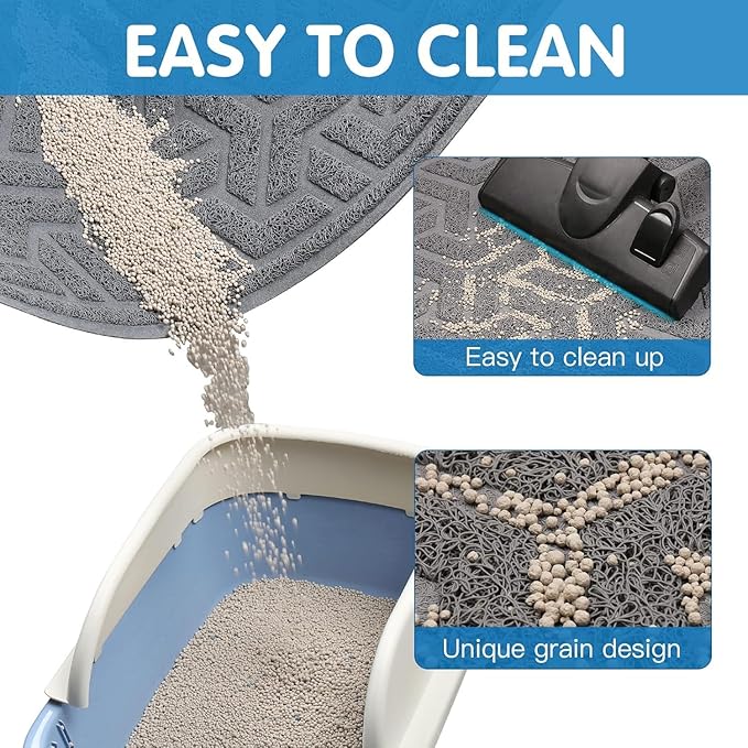 UPSKY Cat Litter Mat, XL Litter Trapping Mat Soft on Kitty Paws, Large Litter Box Mat 35" x 47" Scatter Control for Indoor Cats Waterproof and Extra Large Pretty Litters Carpet