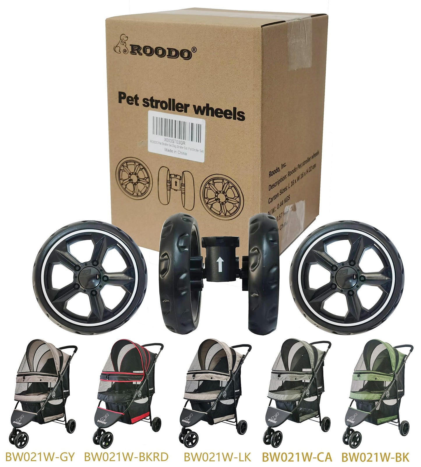 ROODO 3 Wheel Pet Stroller Dedicate Wheel Set,Original,Fast disassembly,Replacement and Installation,No Additional Tools are Required