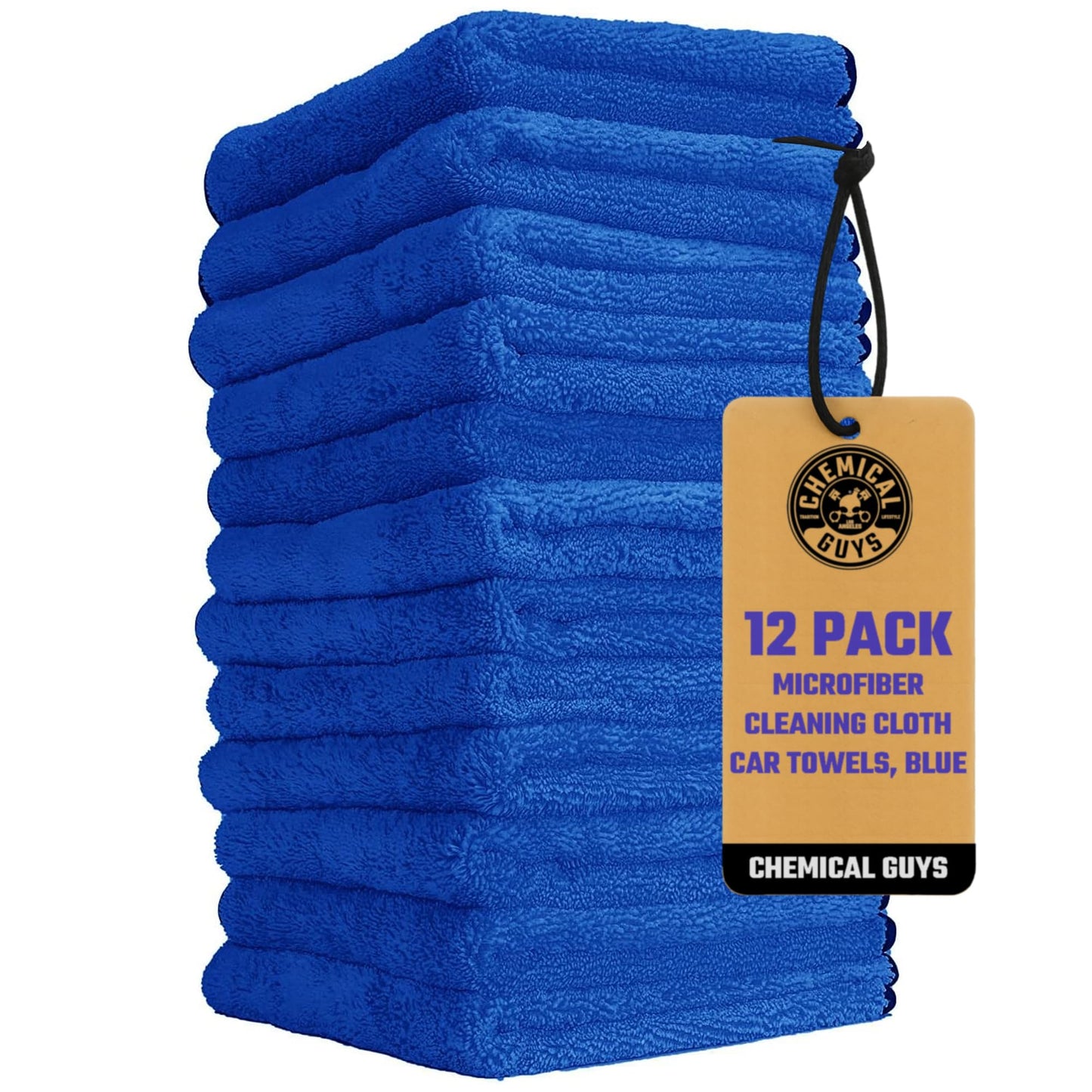Chemical Guys Professional Grade Premium Microfiber Towels for Cars, Blue, 16" x 16", Ultra-Soft and Scratch-Free Car Detailing Cloths for Trucks, Motorcycles, and More - 12 Pack