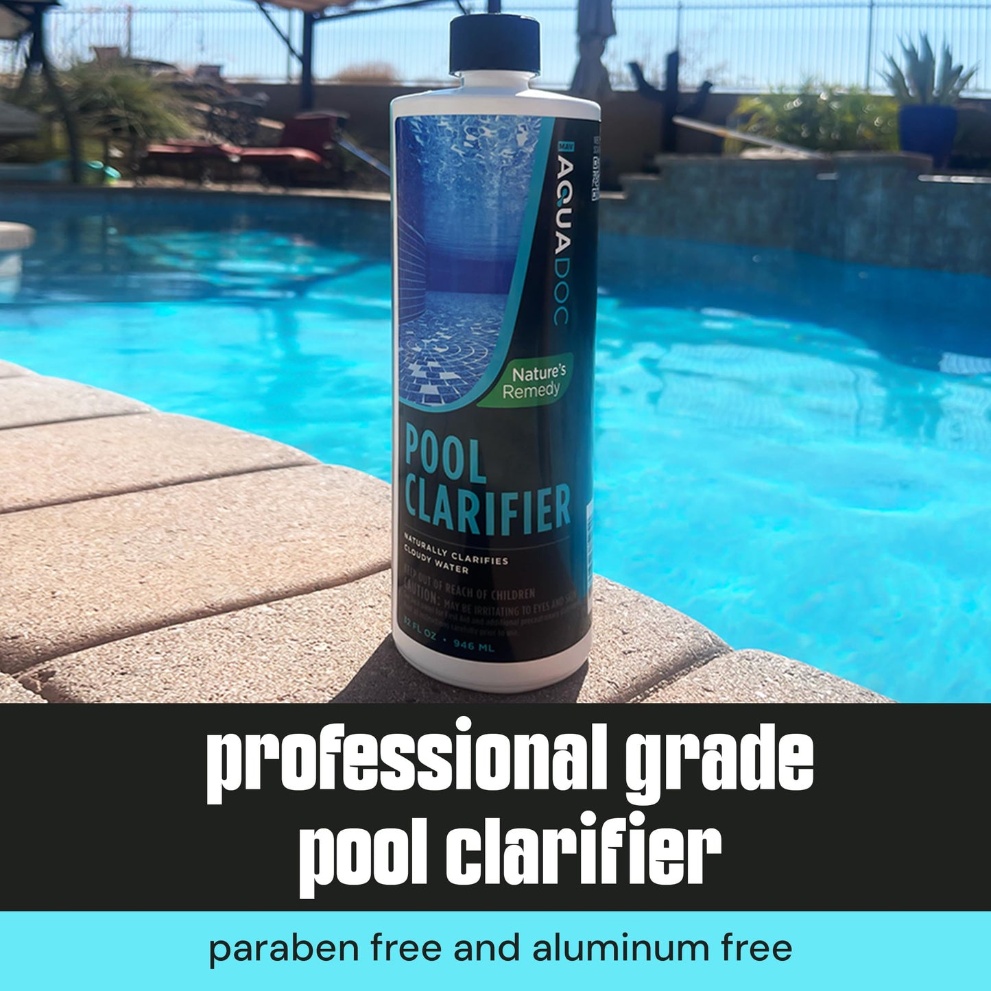 Ultimate Natural Pool Clarifier - an Eco-Friendly Way to get Clear Pool Water by Removing Cloudy Pool Water - AquaDoc Natural Pool Chemicals