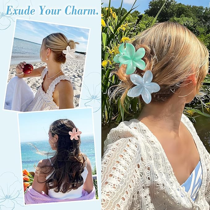 6 Pack Flower Hair Clips for Women, Flower Claw Clips for Thick Thin Hair, Cute Hair Barrettes Elegant & Durable, Fashion Hair Accessories Stylish Hair Claw Clips for Women & Girls (Assorted Colors)