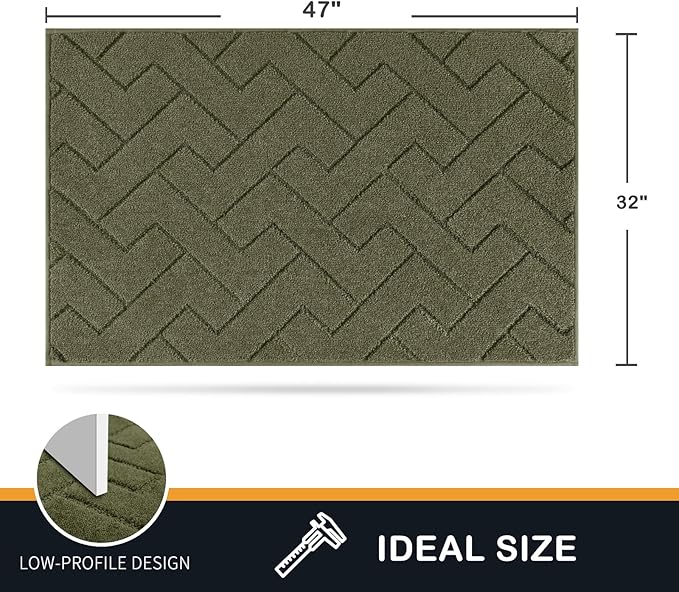 PURRUGS Dirt Trapping Door Mat 32" x 47", Non-Slip Machine Washable Entry Rug, Dog Doormat, Indoor Front Door Mat, Super Absorbent Entryway Rug for Muddy Shoes & Paws, Sage Green