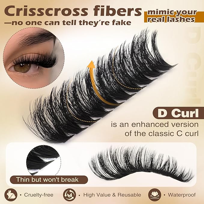 Thick Eyelash Extension Kit Volume Lash Clusters Kit 10-18mm Individual Lashes Clusters 100D DIY Lash Extension Kit 200pcs Clusters Lash with Bond and Remover Lash Applicator by Focipeysa