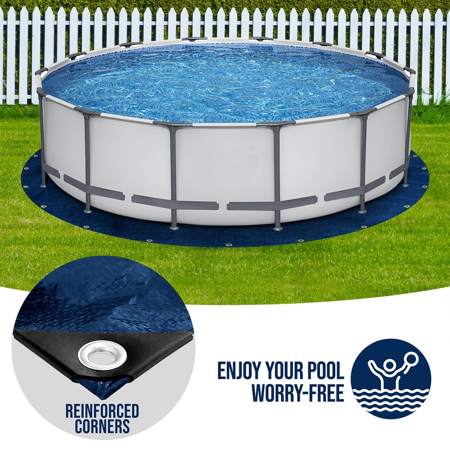 21 Ft Round Pool Liner Pad - Mat Tarp for Under Pool, Above Ground Pool Mat, Pool Ground Cloth, Pool Bottom Pad, Waterproof PE Tarp, Puncture Protection & Extend Liner Life (Round)