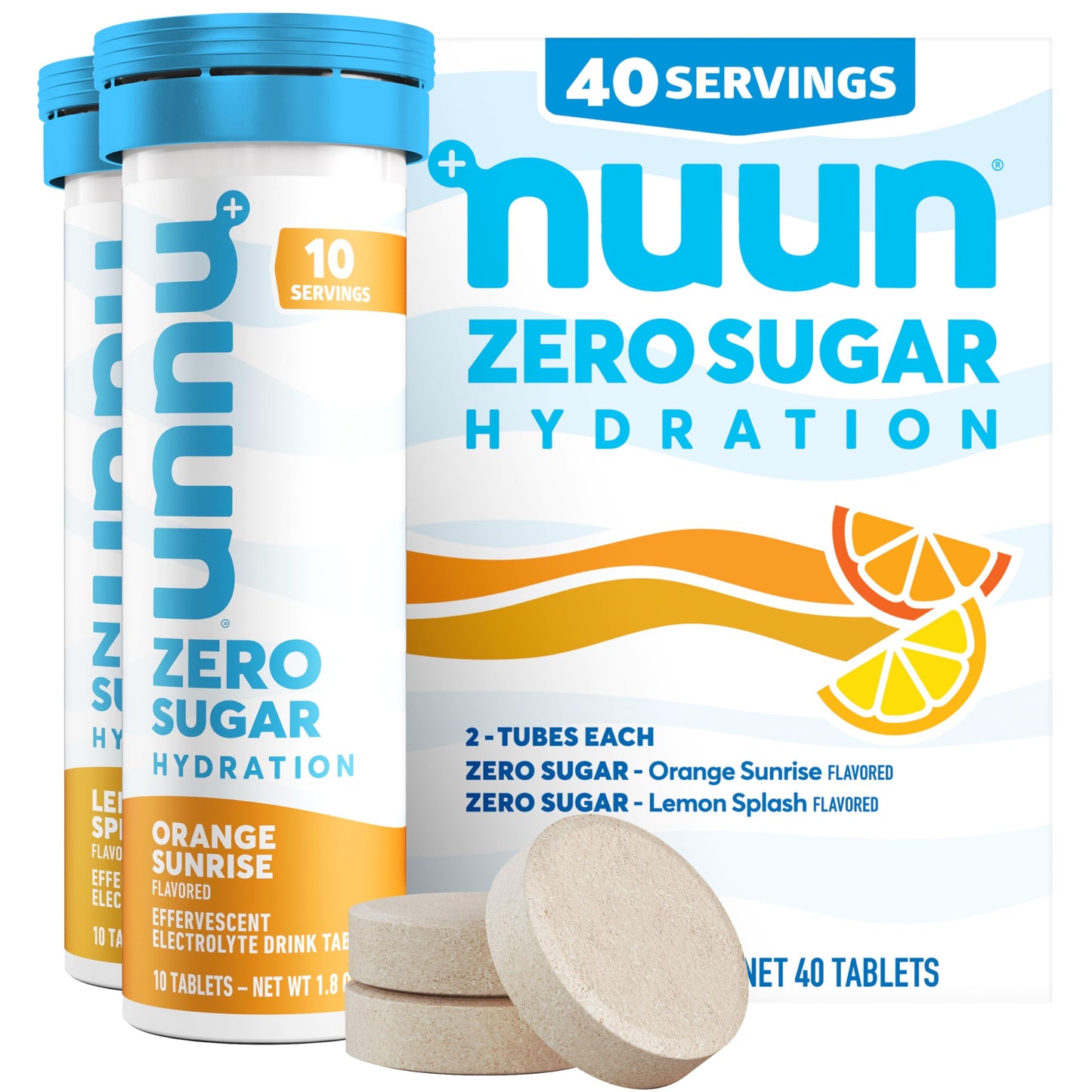 Nuun Zero Sugar Hydration Electrolyte Tablets - Sodium, Potassium, Chloride, Calcium, Magnesium, Light & Delicious Fruit Flavors, No Sugar, Gluten Free, Vegan, Mixed Citrus 4 Pack (40 Total Servings)
