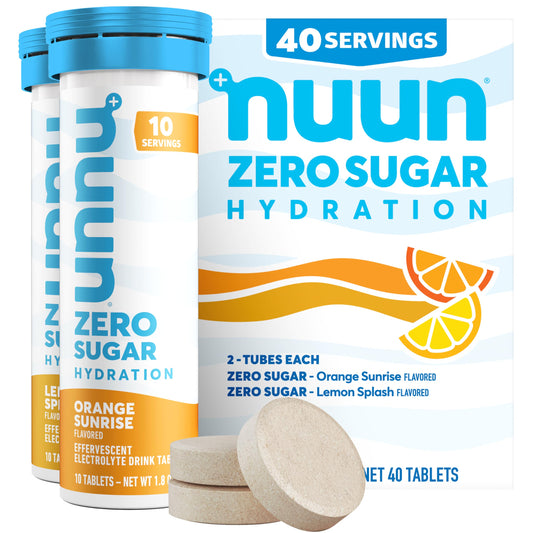 Nuun Zero Sugar Hydration Electrolyte Tablets - Sodium, Potassium, Chloride, Calcium, Magnesium, Light & Delicious Fruit Flavors, No Sugar, Gluten Free, Vegan, Mixed Citrus 4 Pack (40 Total Servings)