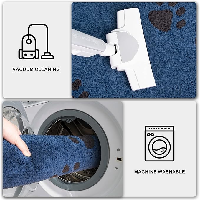 PURRUGS Dirt Trapping Door Mat 24" x 35.5", Non-Skid/Slip Machine Washable Microfiber Entrance Rug, Shoes Scraper, Dog Doormat, Super Absorbent Floor Mat for Muddy Wet Shoes and Paws, Blue