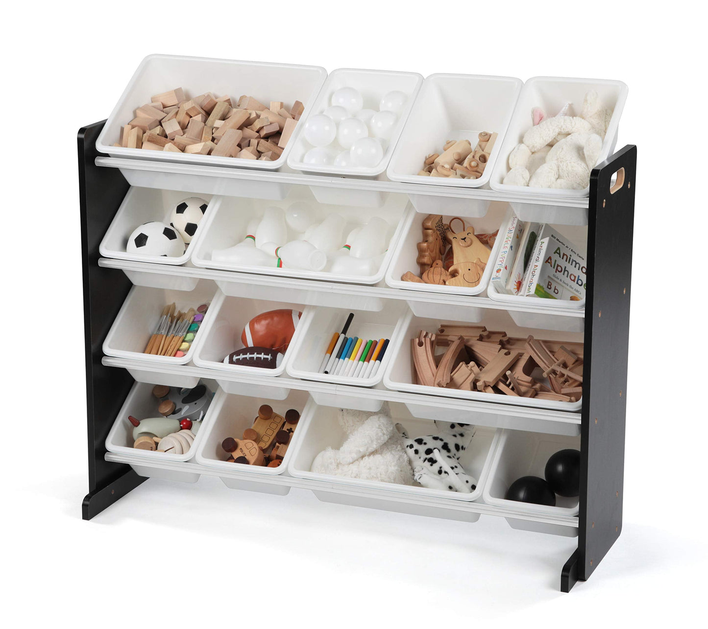 Humble Crew Supersized Toy Storage Organizer with 16 Removable Bins, Black/White – Large Toy Storage for Toddlers Ideal for Kids' Rooms, Playrooms, and Nurseries - Modern Toy Bins for Kids