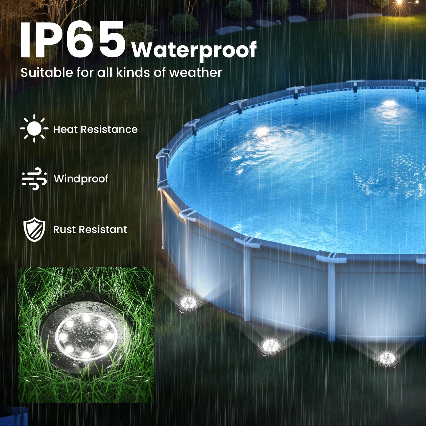 SOLPEX 6 Pack Solar Pool Lights for Above Ground Pools, Waterproof LED Above Ground Pool Lights, Outdoor Pool Decoration Accessories(Cool White)
