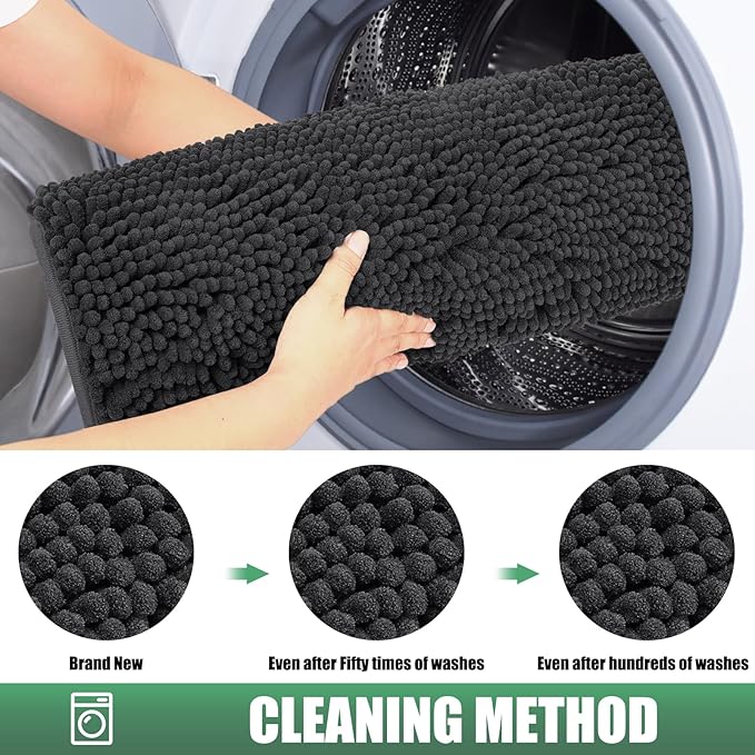IM HOME Chenille Absorbent Outdoor Doormat 60" x 48", Washable Muddy Door Mats for Dog Non Slip Indoor Doormats Dog Mat for Muddy Paw Front Inside Doormats for Entryway Dark Gray