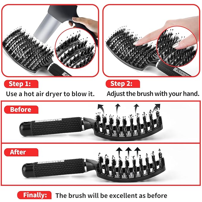 Voremy Magical Brush Detangler 2 Pack, HIPPIH Anti-Static Detangling Brush for Curly Thick Hair, No Pull Hair Brush for Women, Men, Kids, Ultra Detangler Can Add Shine and Smoothing Hair