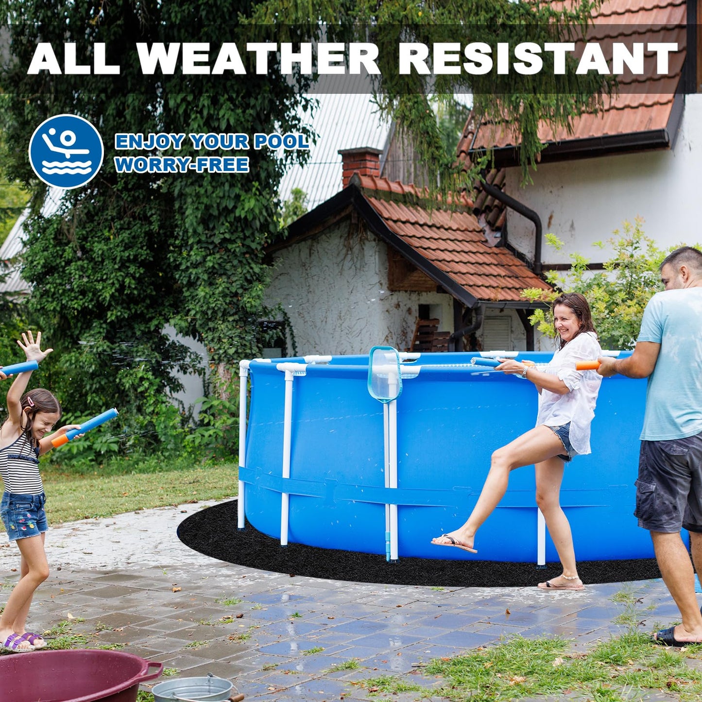 300G/M² Thicker Pool Liner Pad for Above Ground Swimming Pools,12 Ft Round Under Pool Padding, Durable Geotextile Material, Double Density Puncture Resistant, Extend Liner Life,Mats for Pool Bottom