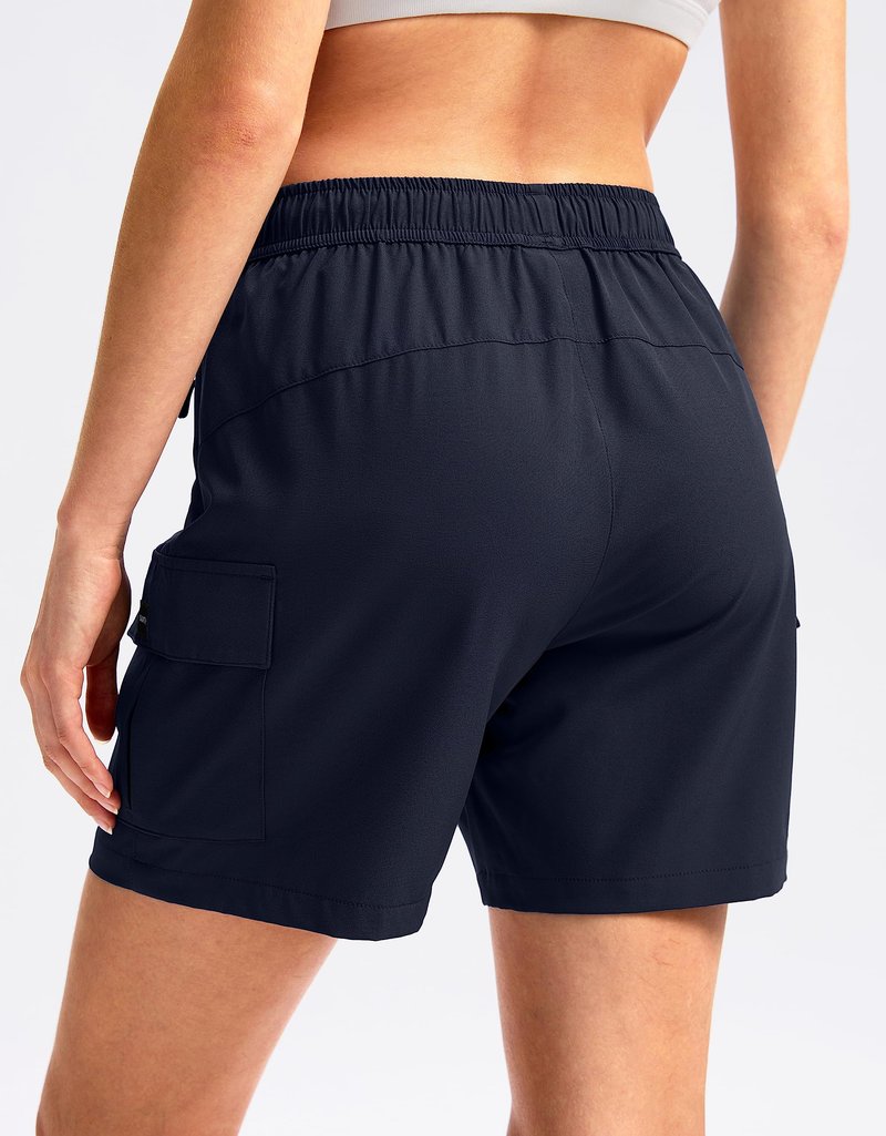 SANTINY Women's 5''/ 7'' Hiking Cargo Shorts Quick Dry Lightweight Summer Shorts for Women Athletic Golf Zipper Pockets(Navy_S)