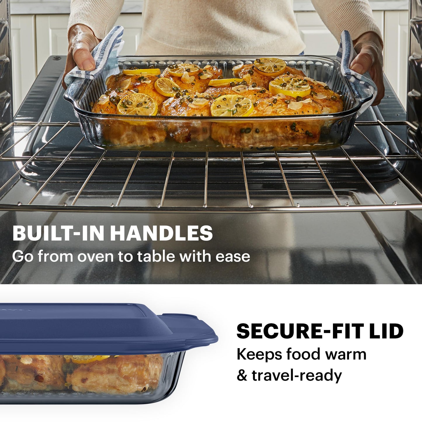 Pyrex Colors Tinted (9x13) Glass Baking Dish with BPA-Free Lid, Oblong Bakeware Glass Pan For Casserole & Lasagna, Dishwasher, Freezer, Microwave and Pre-Heated Oven Safe, Smoke