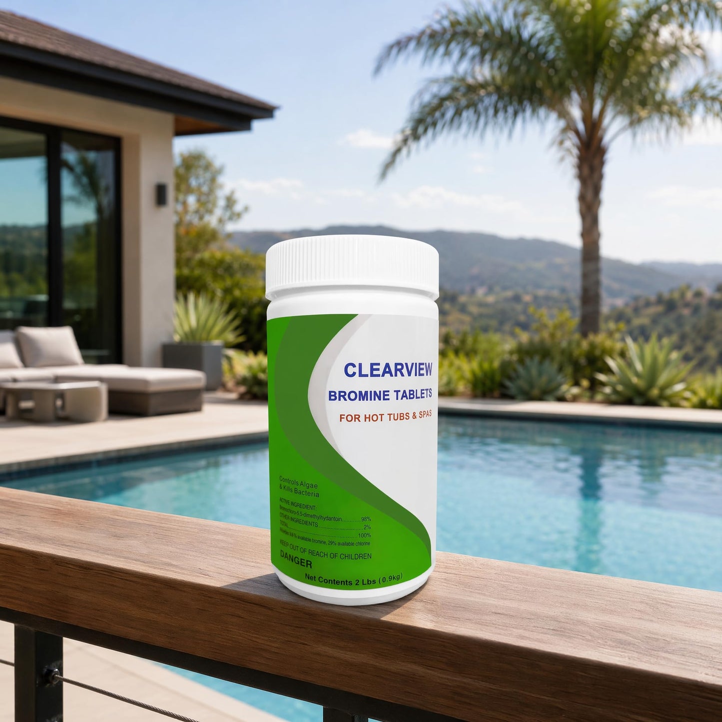 ClearView Bromine Tablets 1 Inch 2 Lbs for Spas, 1" Brominating Tabs Chemical Sanitizer for Pools & Hot Tubs, Slow Dissolving Low Chlorine Odor, Kill Bacteria & Control Algae