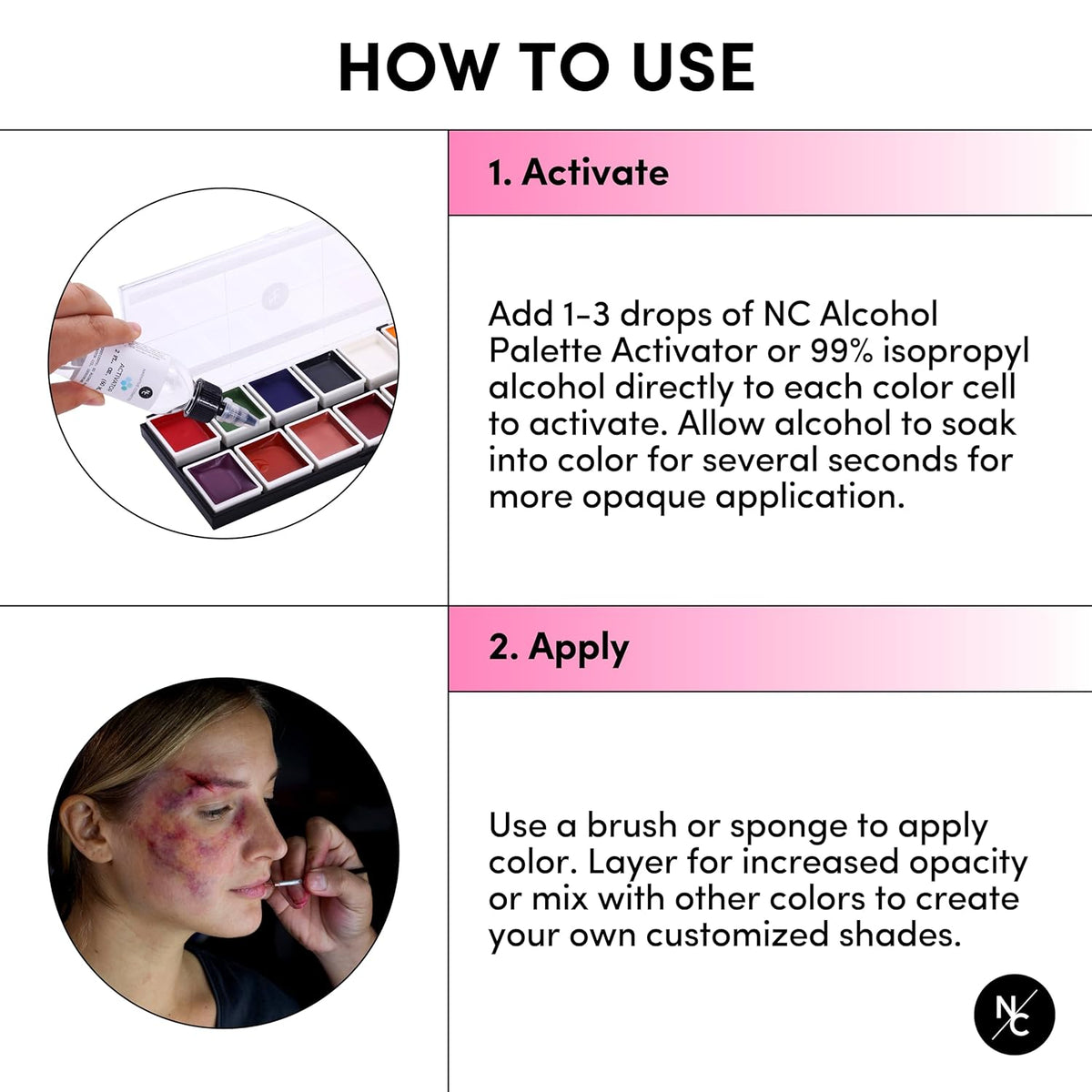 FX Alcohol-Activated 12 Colors Makeup Palette, Highly Pigmented Professional Makeup for the Stage, Film, Costumes, Cosplay, SFX, Performance Arts