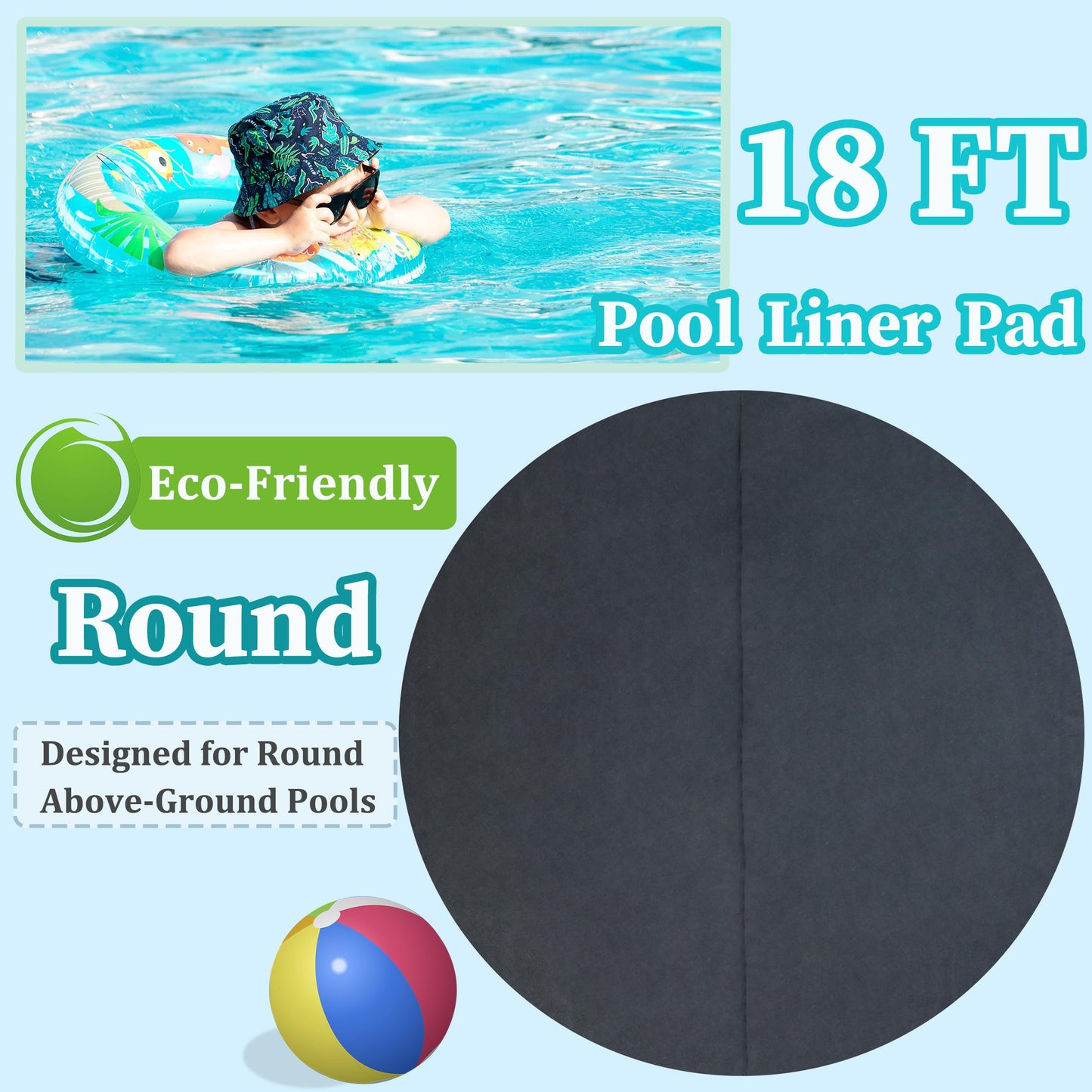 Ogrmar 18FT Round Pool Liner Pad, Durable for Above Ground Swimming Pools, Prevent Punctures and Extend The Life of Swimming Pool or Hot Tub Liner (18FT)