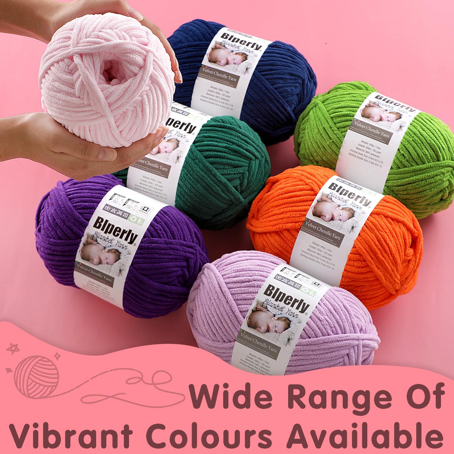 6 Super Bulky Velvet Chenille Yarn for Crocheting - 2 Skein of 200g/7 oz - Ultra Soft Heavy Weight Chunky Knitting Yarn for Baby Blankets, Amigurumi, Home Decor（Beige，2 Skein）