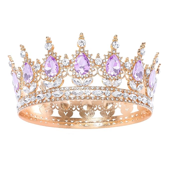 Purple Queen Crown for Women Crystal Tiara for Women Rhinestone Wedding Headband for Bride Hair Accessories for Costume Birthday Party Prom Gifts