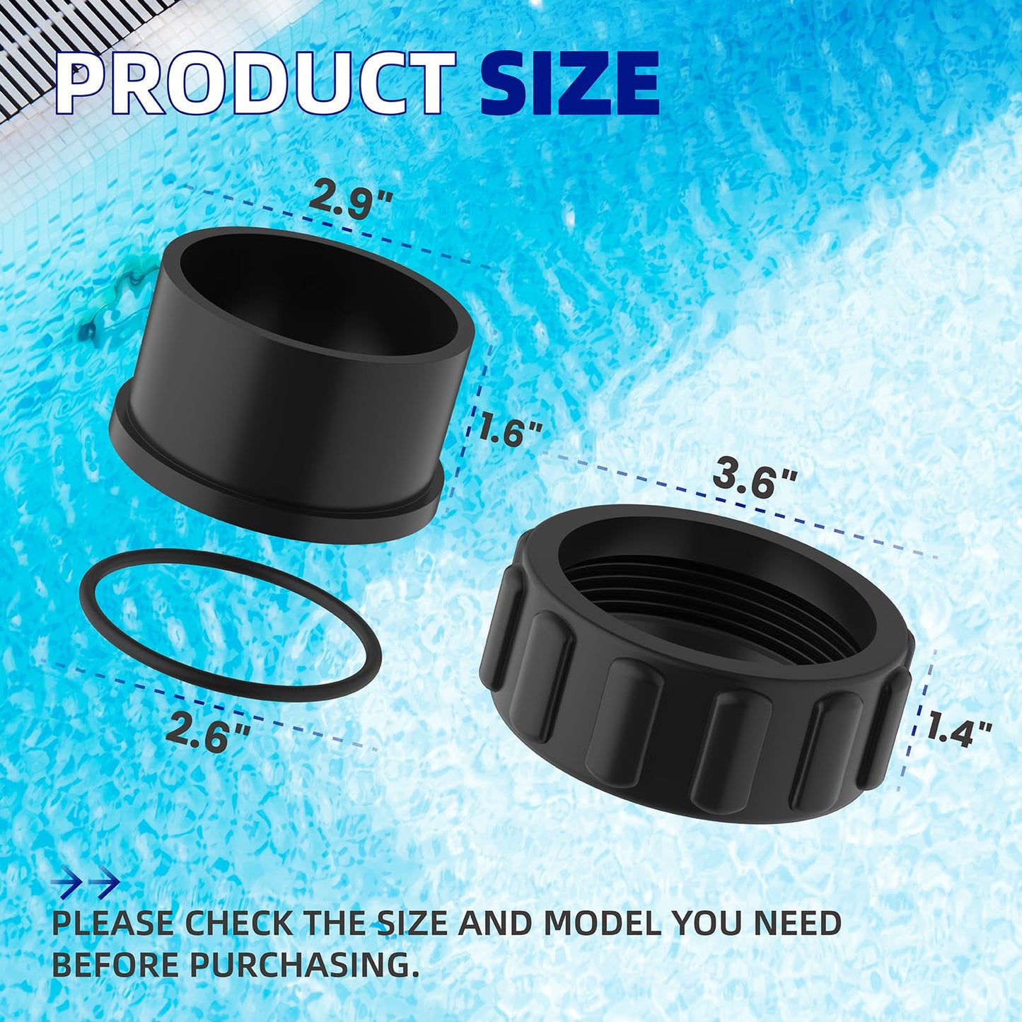 Black 520595 Union Replacement Kit Compatible with Pentair IntelliChlor&Ichlor Salt Chlorinator, Salt Cell Union Connector Kit for IC20 IC40 IC60 IC80 Pool/Spa Sanitizer and Automation Control Systems