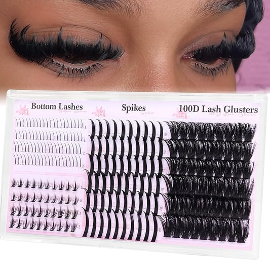 Wispy Lash Clusters with Spikes D Curl Eyelash Clusters with Bottom Lashes 100D Fairy Cluster Lashes Volume Cluster Eyelash Extensions 234PCS Fluffy Individual Lashes DIY Mink Spiky Lash Extension