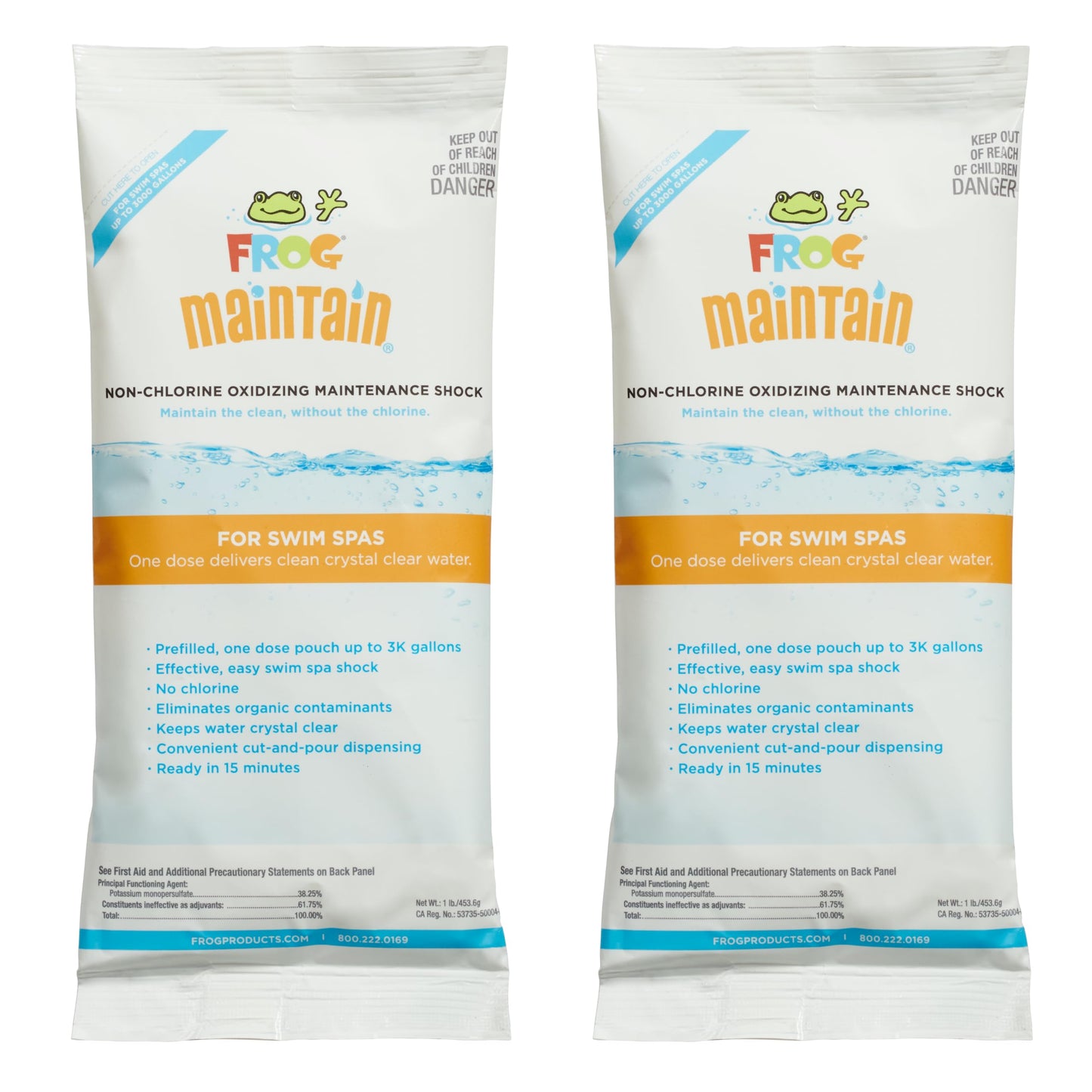 FROG Maintain for Swim Spas - Non-Chlorine Shock for Use With @Ease Floating System - Single Dose Packets for Easy Spa Maintenance & Treatment - 2 Pack